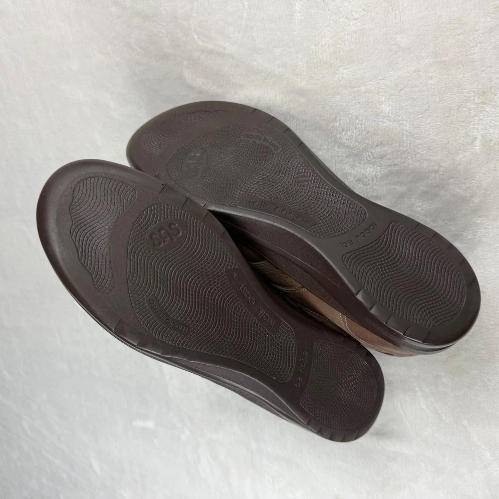 SAS Walk Easy Walking Shoes‎ Womens 10 N Brown Leather Lace Up Comfort Sneaker